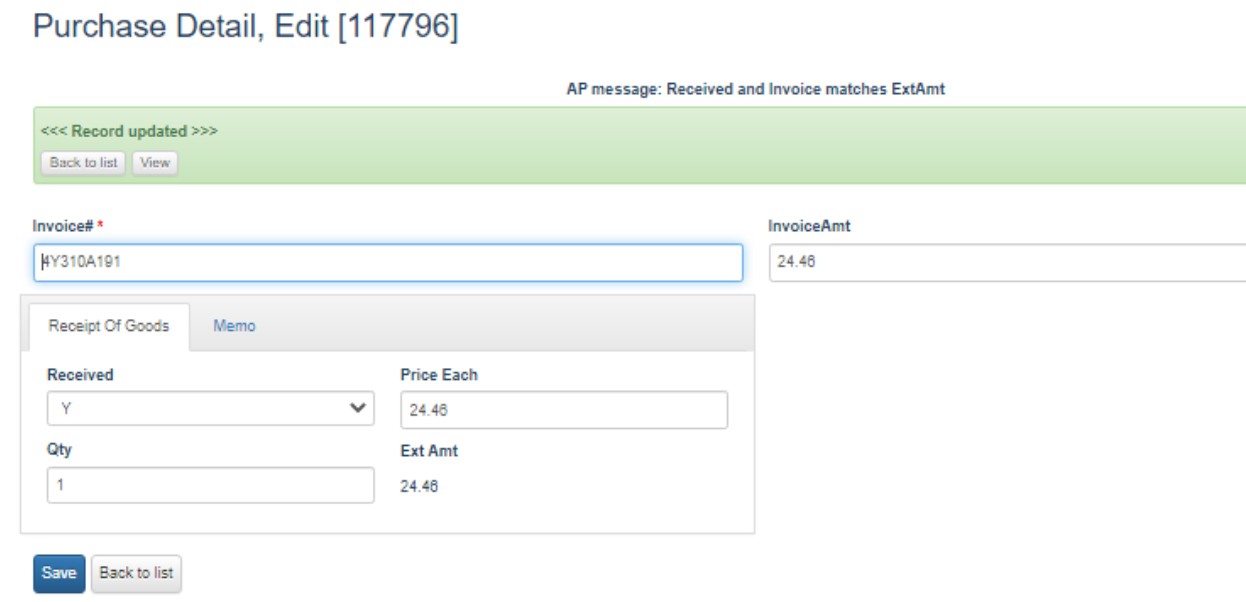 How to process a Receipt of Goods