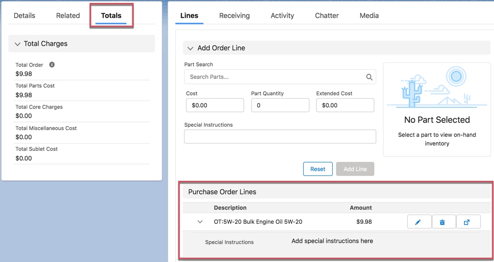 How to add Parts to a Purchase Order