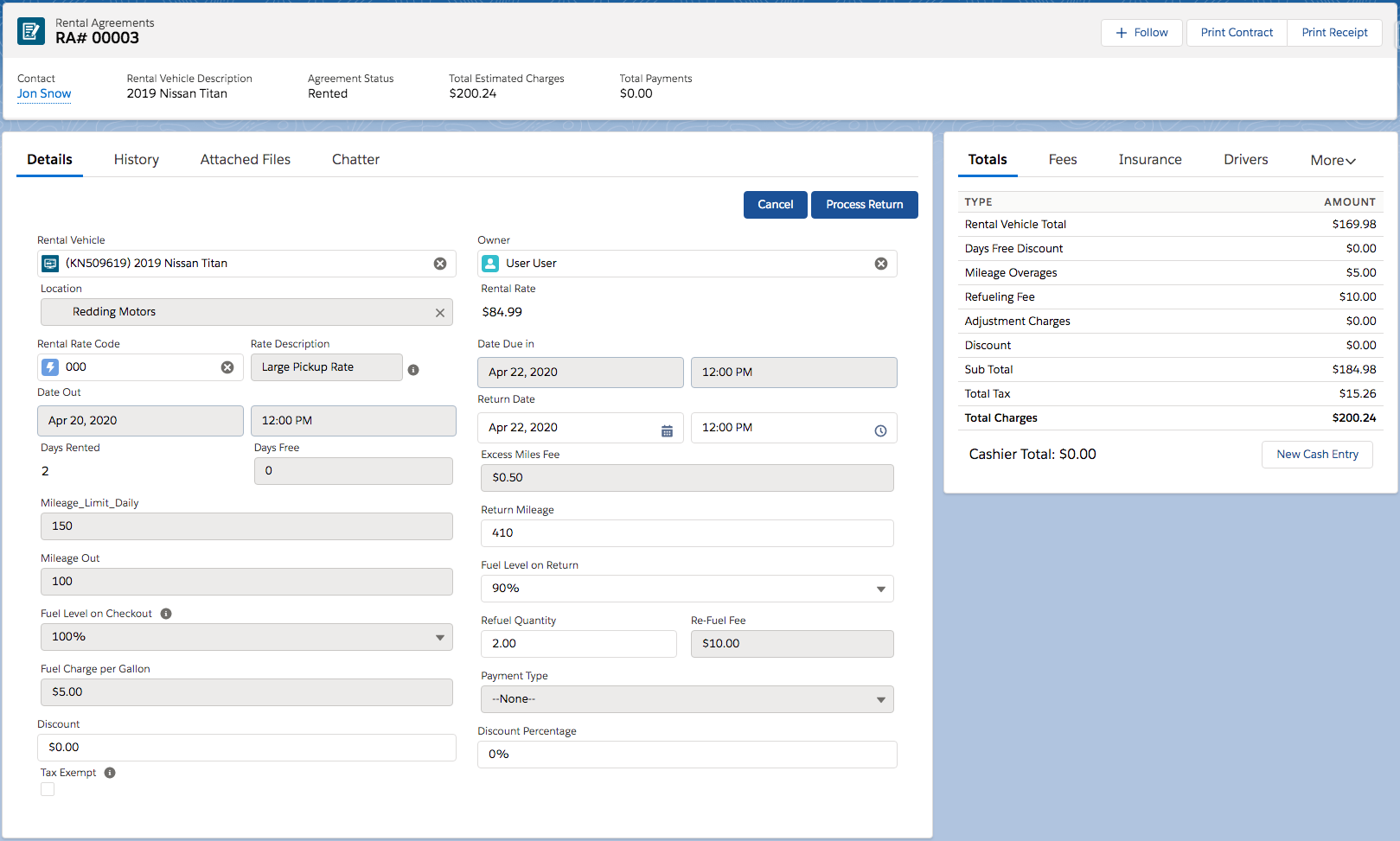 How to process Rental Returns