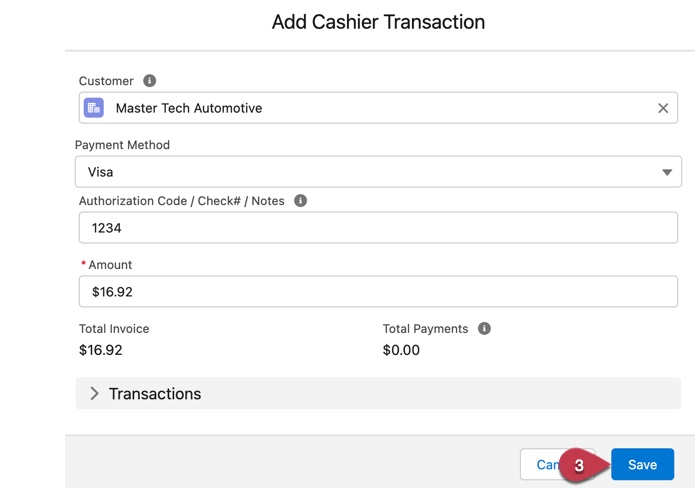 How to cashier a Parts Invoice