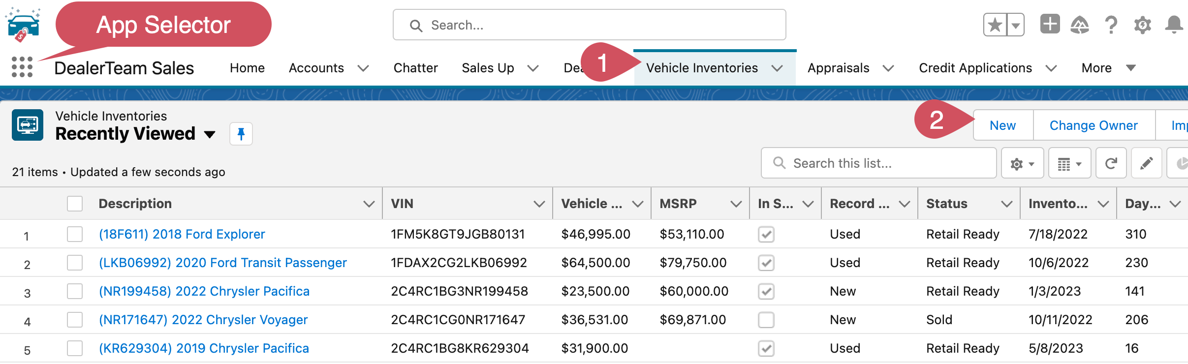 How to add a vehicle to inventory using the VIN decoder