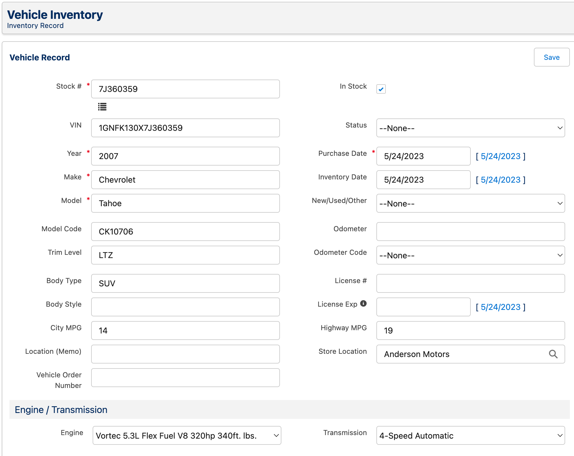 How to add a vehicle to inventory using the VIN decoder