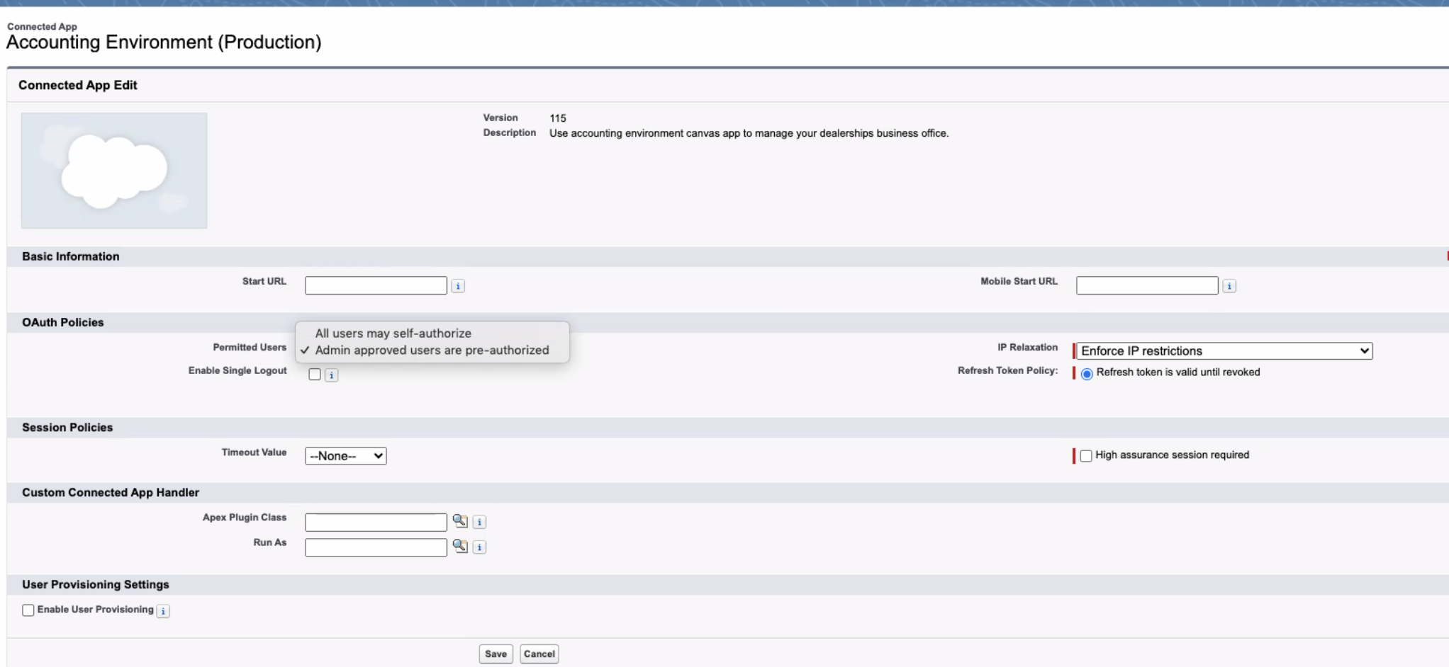 Accounting User Setup