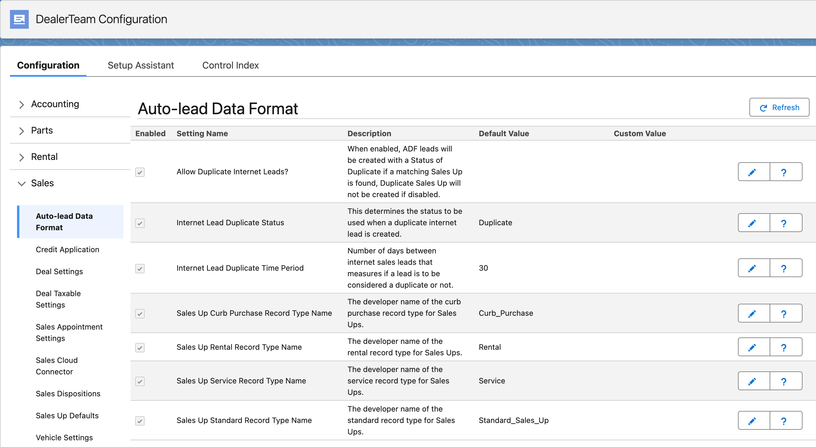 Auto-lead Data Format