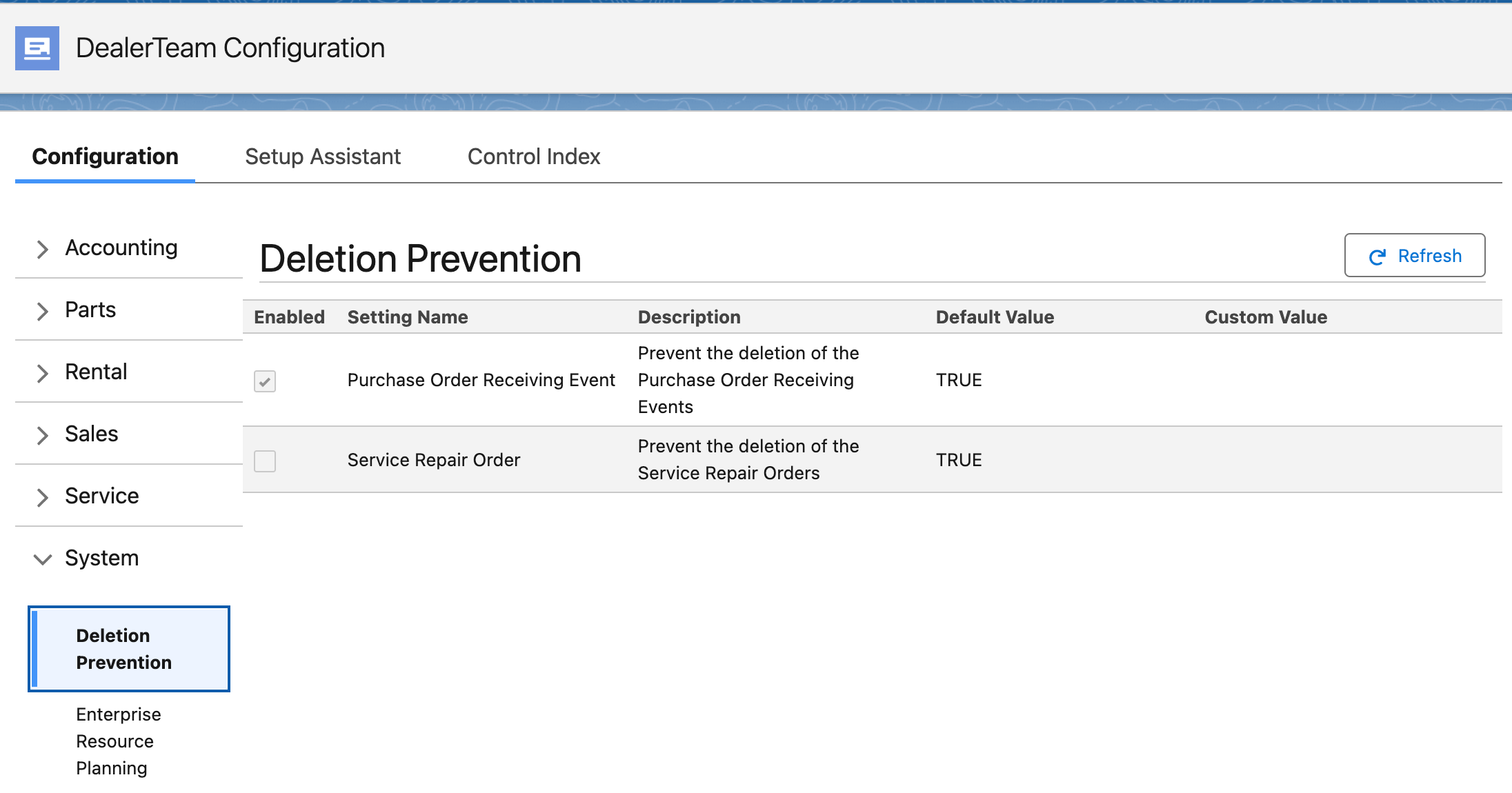 Deletion Prevention Settings