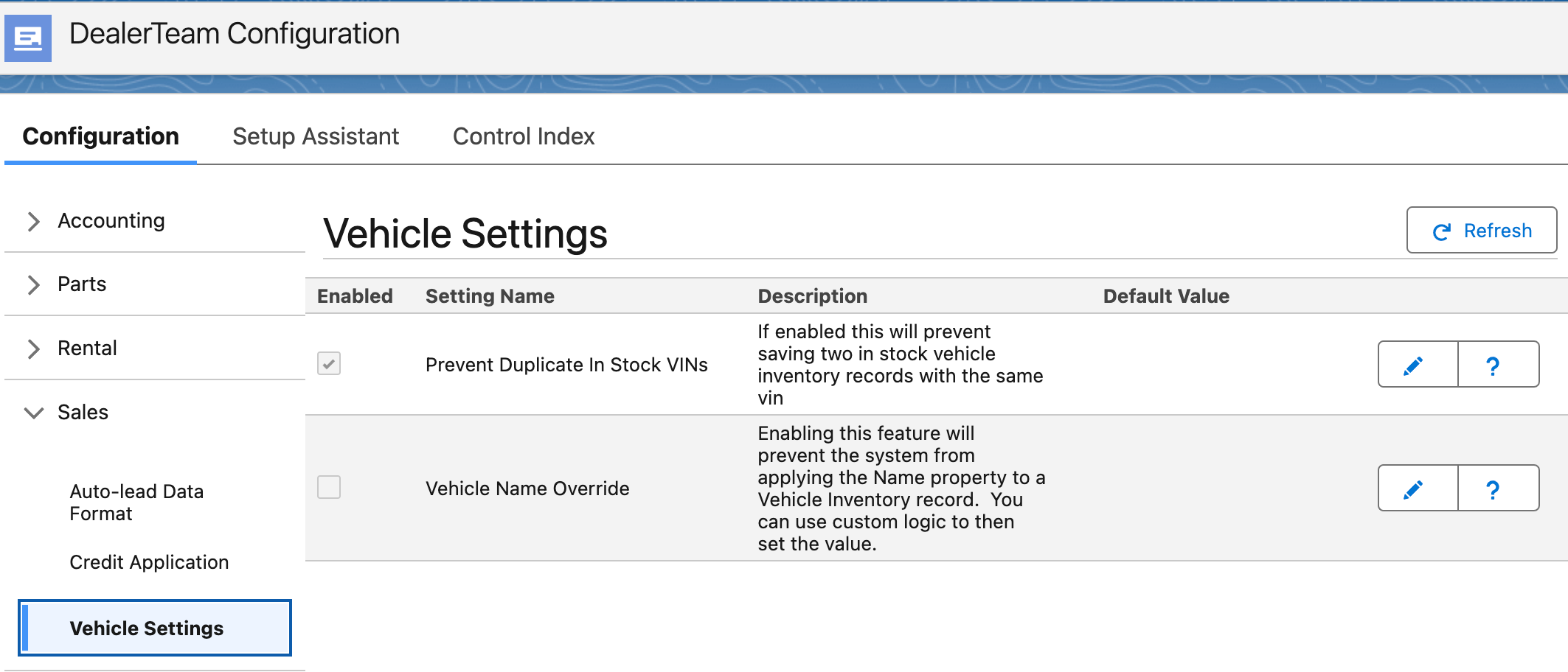 Disable the Default Naming Logic for Vehicle Inventory