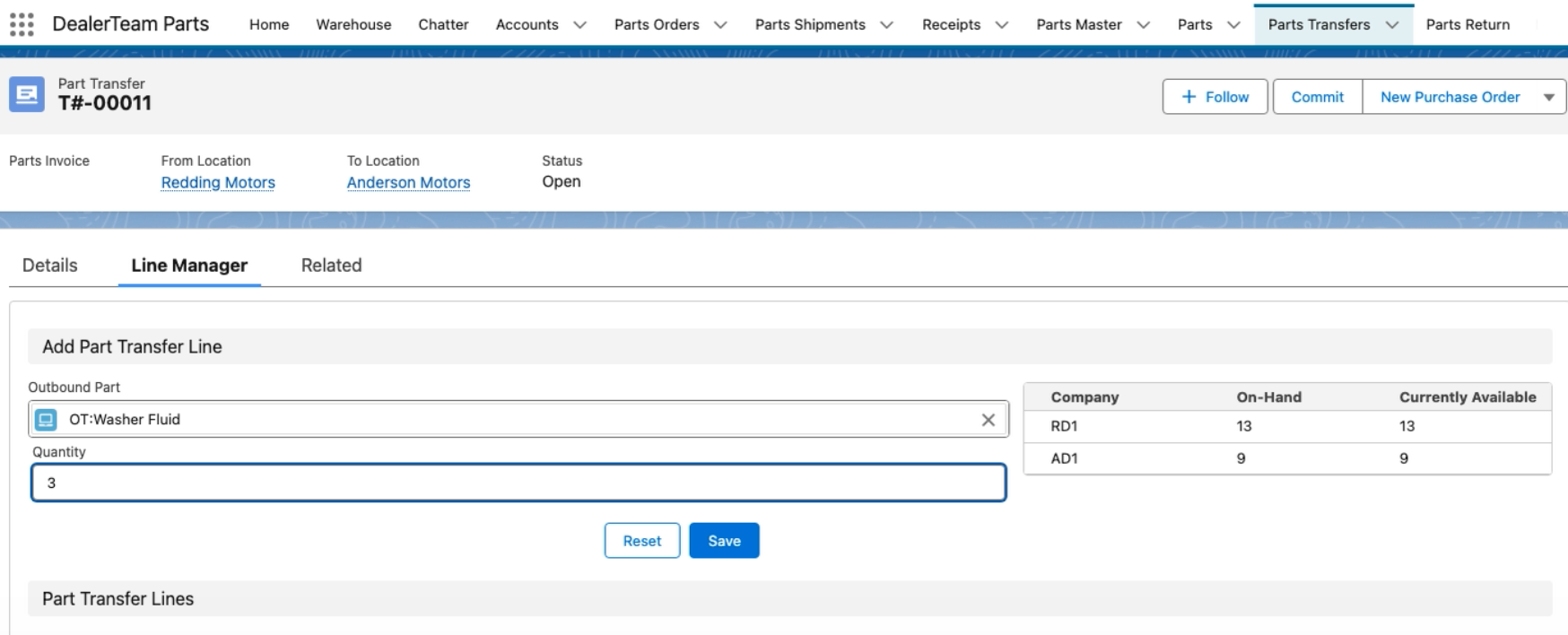How to Perform an Accounting Parts Transfer