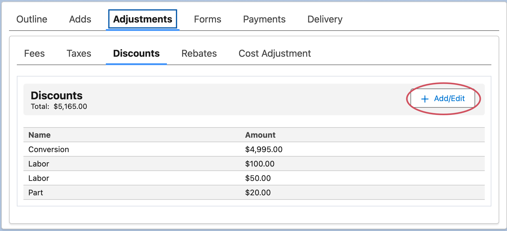 How to add discounts to Aftermarket items