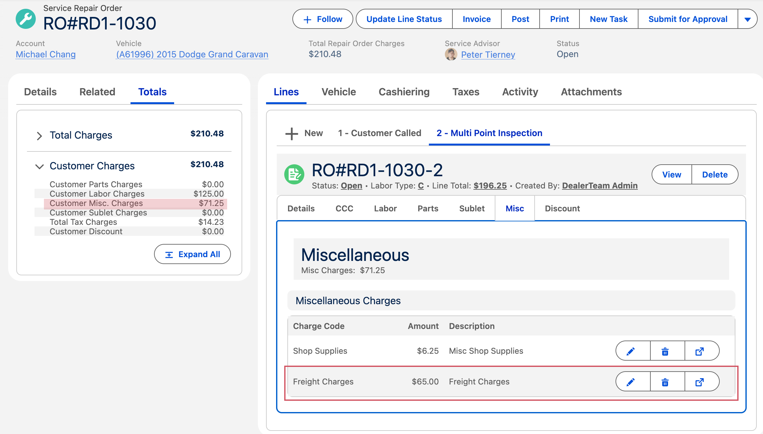 How to Add Miscellaneous Charges on a Repair Order