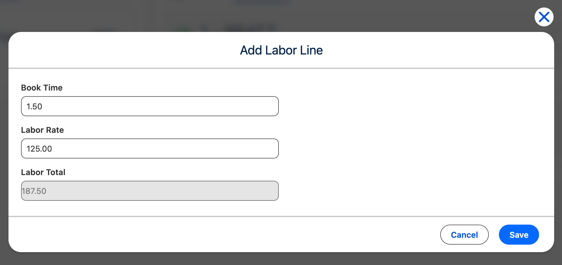Add Labor Lines to the Service Estimate