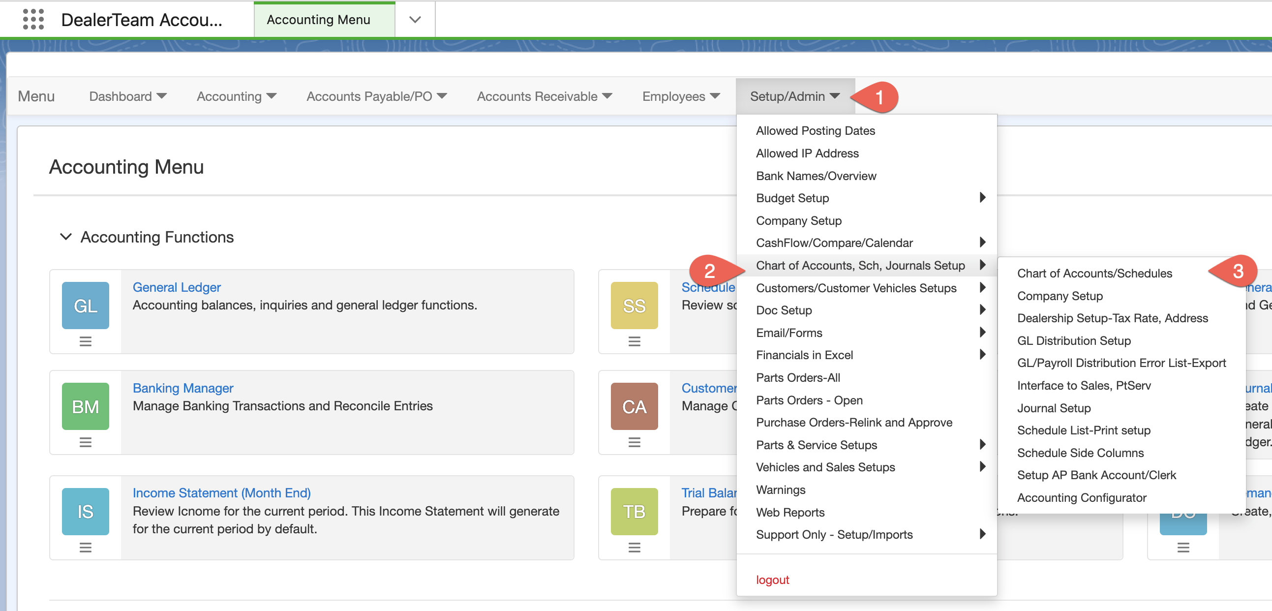 How to setup Internal Charge Accounts