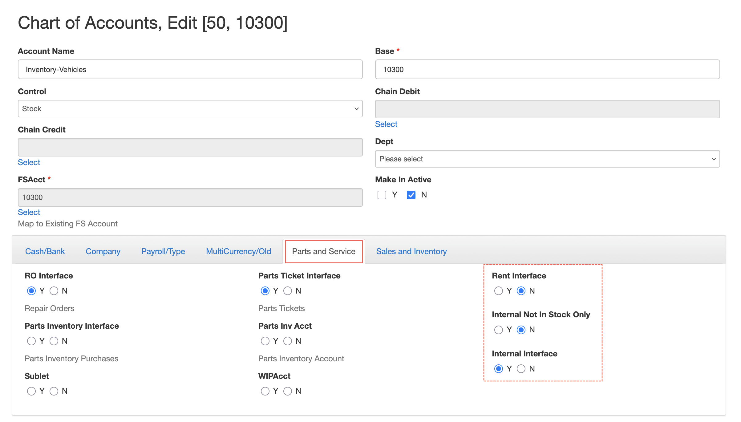 How to setup Internal Charge Accounts