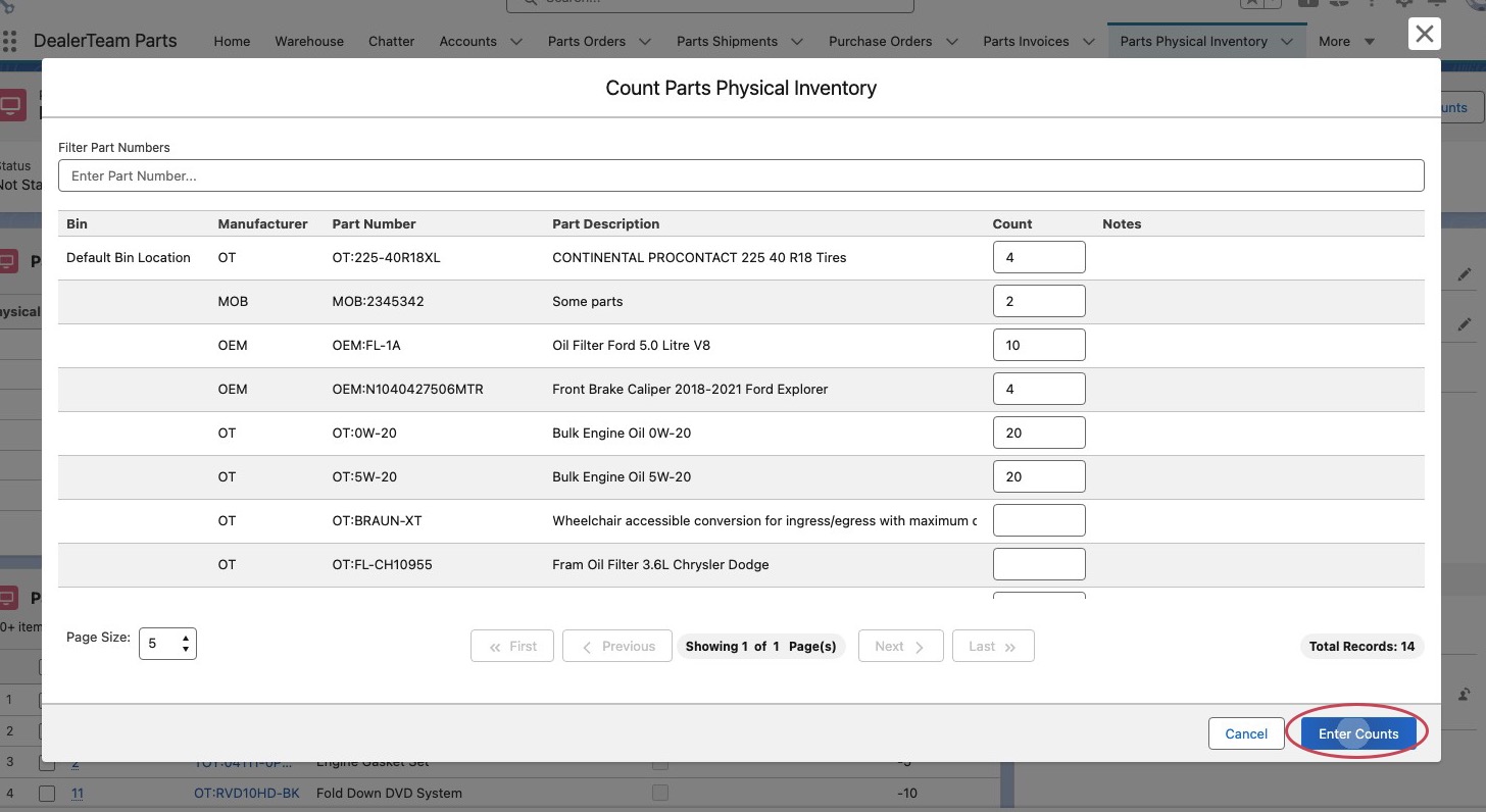 How to perform a Parts Physical Inventory